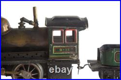 1910's Bing 1-gauge Steam Stork Leg Locomotive Passenger Set with Station platform