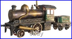 1910's Bing 1-gauge Steam Stork Leg Locomotive Passenger Set with Station platform