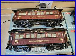 5 Piece REA Large G Scale Pennsylvania Passenger Train Car Set Pre-owned