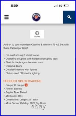 AC&W E8 AA Diesel set with 5 matching Passenger cars amazing must have set NIB