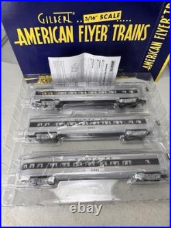 AMERICAN FLYER 6-49930 SANTA FE Blue & Gold S Gauge 3 Passenger Cars Set / NEW
