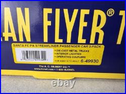 AMERICAN FLYER 6-49930 SANTA FE Blue & Gold S Gauge 3 Passenger Cars Set / NEW