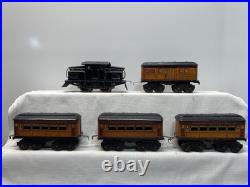 American Flyer Prewar Tinplate Black 1201 Electric Engine 4-Car Passenger Set