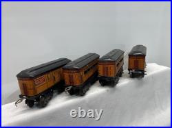 American Flyer Prewar Tinplate Black 1201 Electric Engine 4-Car Passenger Set