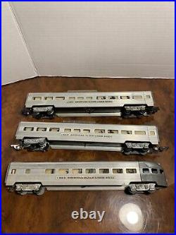 American flyer aluminum passenger cars Set Of Three Liner 662/662/663 Silver