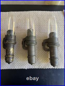 Antique Set of 3 The Safety Co New York Railroad Passenger Car Candle Lamps