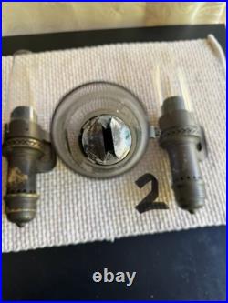 Antique Set of 3 The Safety Co New York Railroad Passenger Car Candle Lamps