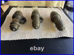 Antique Set of 3 The Safety Co New York Railroad Passenger Car Candle Lamps
