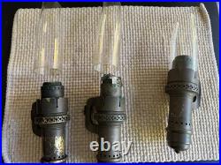 Antique Set of 3 The Safety Co New York Railroad Passenger Car Candle Lamps