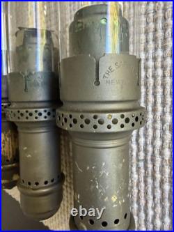 Antique Set of 3 The Safety Co New York Railroad Passenger Car Candle Lamps