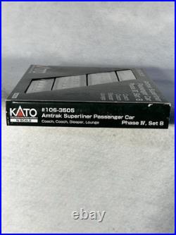 Beautiful KATO Amtrak Superliner Phase IV 4-Car Passenger Set B N GAUGE