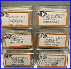 Co-Cor N Scale Undecorated 85' Budd Passenger Car 6-Car Set Original Jewel Cases