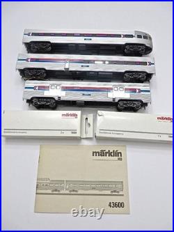 HO 3-Rail Marklin 3-Car Amtrak Phase 1 Passenger Car Set From 43600 Set HO 3-Rail Marklin 3-Car Amtrak Phase 1 Passenger Car Set From 43600 Set