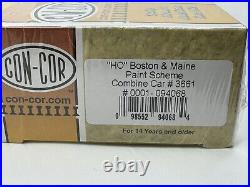 HO Con-Cor Boston & Maine Combine & Coach Car Passenger Set B&M BRAND NEW