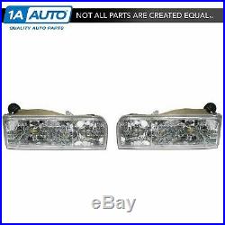 Headlights Headlamps Composite Pair Set for 95-97 Lincoln Town Car