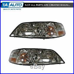 Headlights Headlamps Left & Right Pair Set NEW for 03-04 Lincoln Town Car