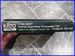 KATO 106-3507 N Gauge AMTRAK SUPERLINER PASSENGER CAR Phase IV Set A2 4 Coaches