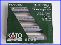 KATO 106-3522 N Gauge AMTRAK 4-CAR PASSENGER SET Phase I 4 Coaches Boxed