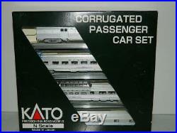 KATO N Scale AT & SANTA FE-1 Corrugated Passenger 4 Car Set B #106-1603, NIB