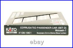 KATO N scale #106-1801 CORRUGATED PASSENGER CAR (SET D) Wabash-1 4 CAR SET