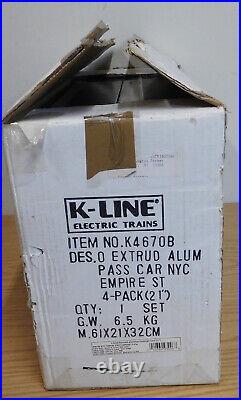 K-line K-4670b New York Ny Empire State Aluminum 21 Passenger 4 Car Set O Scale