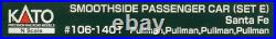 Kato #106-1401 Smothside Passenger Car Set E Santa Fe Pullman NEW