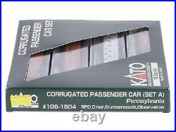 Kato 106-1504 N Pennsylvania Corrugated Passenger Cars (Set of 4) LN/Box