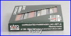 Kato 106-1504 N Scale Pennsylvania Corrugated Passenger Car Set LN/Box