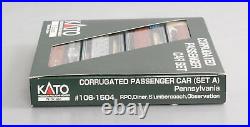 Kato 106-1504 N Scale Pennsylvania Corrugated Passenger Car Set LN/Box