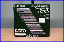 Kato 106-3501 Amtrack Superliner Passenger Car Phase III 4 Car Set A