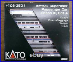 Kato #106-3501 Amtrak Superliner Passenger Car Phase III Set A USED