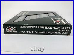 Kato N Scale #106-1401 Smoothside Passenger Car Set (Set E) Santa Fe 4 Car Set