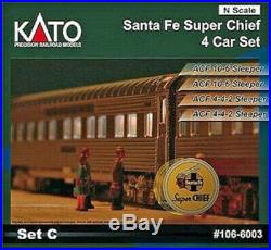 Kato N Scale ATSF Super Chief 4 Passenger Car Add-on Set C 1066003