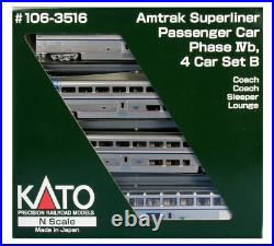 Kato N Scale Amtrak Passenger Car Superliner Phase IVB Set B 4 Pcs 106-3516