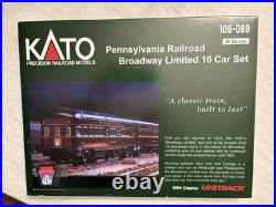 Kato N Scale Broadway Limited 10-car Passenger Set 106-069 PRR