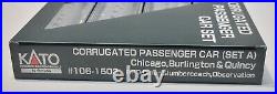 Kato N Scale Corrugated Passenger Car Set Chicago, Burlington & Quincy