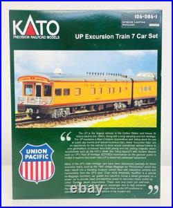 Kato N Union Pacific Excursion Train 7 Car Passenger Set with Lights 106-086-1 New Kato N Union Pacific Excursion Train 7 Car Passenger Set with Lights 106-086-1 New