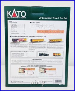 Kato N Union Pacific Excursion Train 7 Car Passenger Set with Lights 106-086-1 New Kato N Union Pacific Excursion Train 7 Car Passenger Set with Lights 106-086-1 New