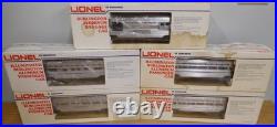 LIONEL #9576 to 9580 BURLINGTON 15'' ALUMINUM CHROME PASSENGER TRAIN 5 CAR SET