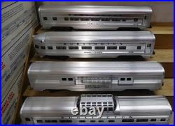 LIONEL #9576 to 9580 BURLINGTON 15'' ALUMINUM CHROME PASSENGER TRAIN 5 CAR SET