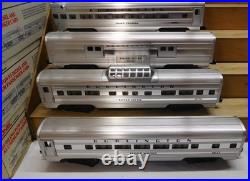 LIONEL #9576 to 9580 BURLINGTON 15'' ALUMINUM CHROME PASSENGER TRAIN 5 CAR SET