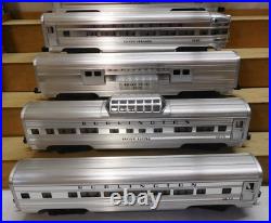 LIONEL #9576 to 9580 BURLINGTON 15'' ALUMINUM CHROME PASSENGER TRAIN 5 CAR SET