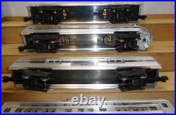 LIONEL #9576 to 9580 BURLINGTON 15'' ALUMINUM CHROME PASSENGER TRAIN 5 CAR SET