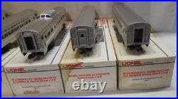 LIONEL #9576 to 9580 BURLINGTON 15'' ALUMINUM CHROME PASSENGER TRAIN 5 CAR SET
