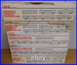LIONEL #9576 to 9580 BURLINGTON 15'' ALUMINUM CHROME PASSENGER TRAIN 5 CAR SET