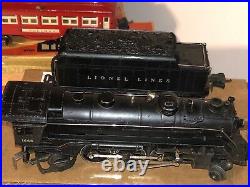 LIONEL Lines Prewar 1666 engine tender Red Passenger Car Set 600 602 601