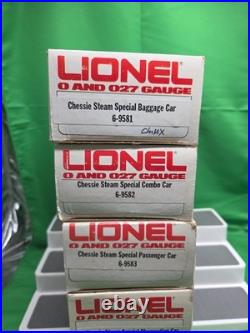 Lionel 0 & 027 9581 9582 9583 9585 Chessie Steam Special 4 Car Passenger Set