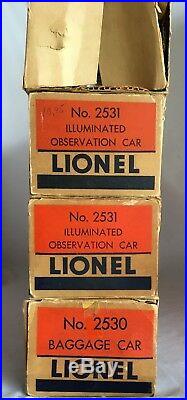 Lionel 2530,2531,2532,2534 4 Car Aluminum Passenger Set With boxes and liners NICE