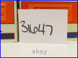 Lionel 6-19160 Aluminum 2500 Series Passenger Car Set of 4 LN 31647