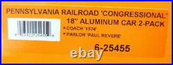 Lionel 6-25455 Pennsylvania Congressional 18 Aluminum Passenger Car Set NIB